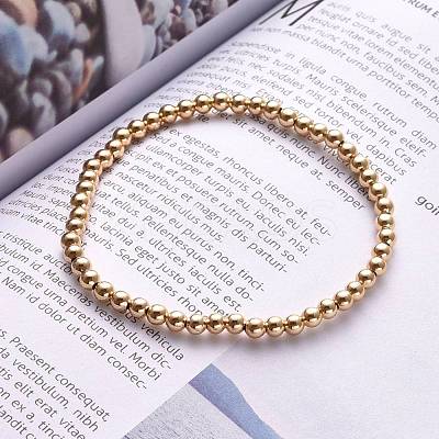 Brass Stretch Beaded Bracelets BJEW-JB05484-01-1