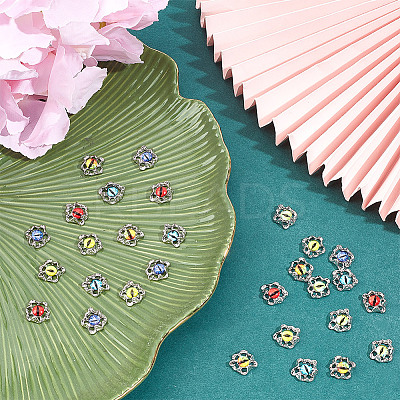 30Pcs 6 Colors Evil Eye Alloy Glass Cabochons MRMJ-GO0001-03-1