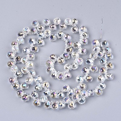 Transparent Glass Beads Strands GLAA-T006-14F-1