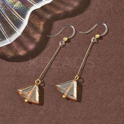 Electroplated 304 Stainless Steel Resin Fan Dangle Earrings EJEW-Z129-11G-01-1