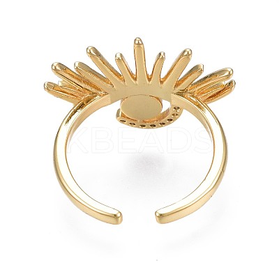 Clear Cubic Zirconia Evil Eye Wide Open Cuff Ring with Enamel for Women RJEW-N035-098C-1