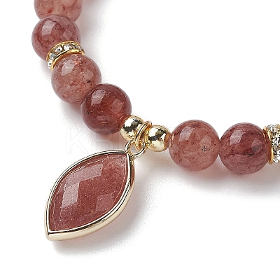 Natural Strawberry Quartz Stretch Bracelets BJEW-JB10092-03-1