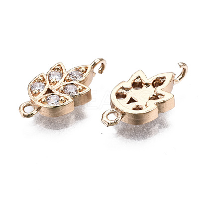 Brass Micro Pave Clear Cubic Zirconia Links Connectors KK-S359-157-RS-1