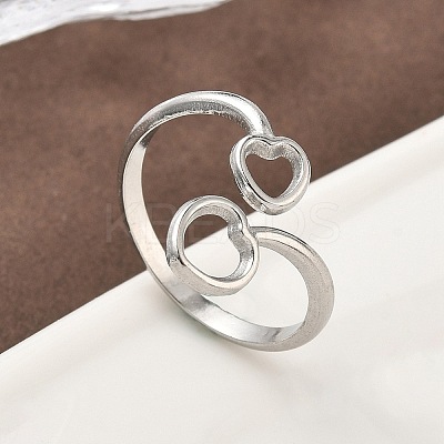 304 Stainless Steel Open Cuff Rings for Women RJEW-A079-05B-P-1