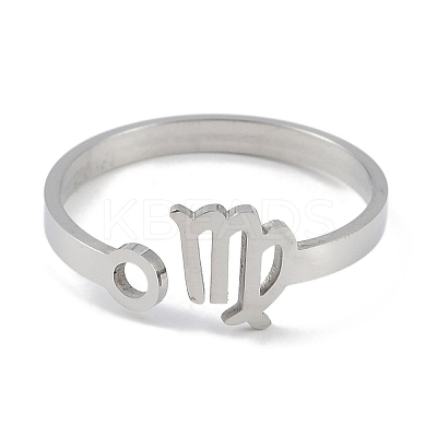 Non-Tarnish Constellations 304 Stainless Steel Open Cuff Ring for Women RJEW-L122-001P-09-1