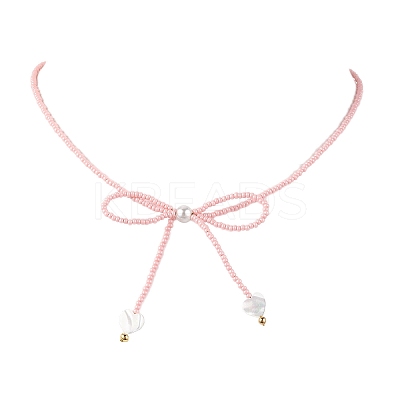 Glass Seed Pendant Necklaces for Women NJEW-MZ00031-05-1