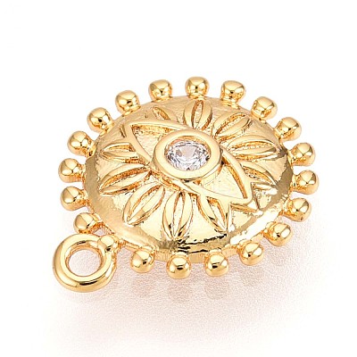 Brass Micro Pave Clear Cubic Zirconia Pendants KK-T075-21G-1