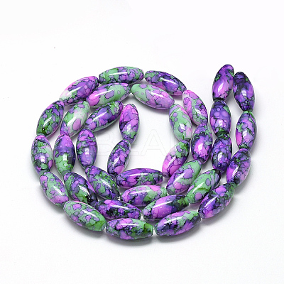 Baking Paint Glass Beads Strands DGLA-S115-22x10mm-S17-1