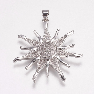 Brass Micro Pave Cubic Zirconia Pendants ZIRC-E143-57P-1