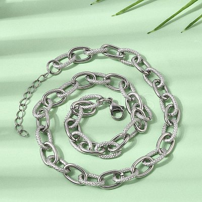 9MM 304 Stainless Steel Textured Cable Chain Necklaces for Women Men SA-CBA37BC-19P-1