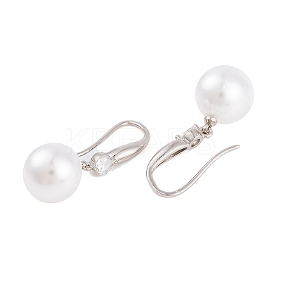 Rack Plating Brass Cubic Zirconia ABS Pearl Earring Hooks EJEW-S219-16P-05-1