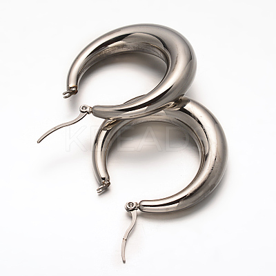 Non-Tarnish Ring 304 Stainless Steel Hoop Earrings X-EJEW-O032-02P-1