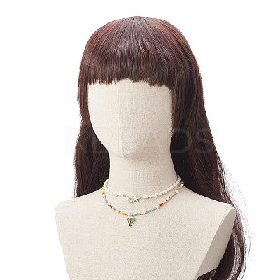 2Pcs 2 Styles Alloy Enamel Tree & Star Pendant Necklaces Set NJEW-JN04186-1