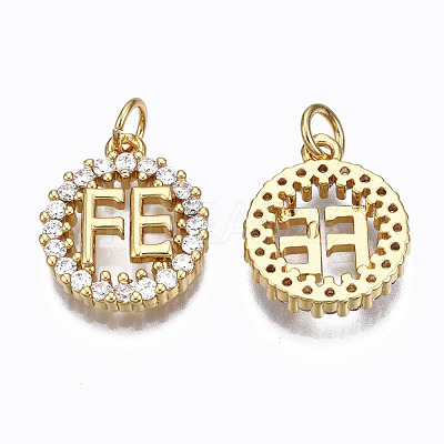 Brass Micro Pave Clear Cubic Zirconia Pendants ZIRC-N039-137-NF-1