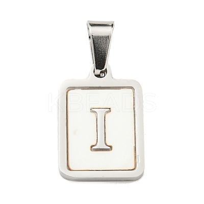 304 Stainless Steel Pave Natural White Shell Pendants STAS-S130-03P-I-1