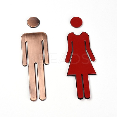 Plastic Bathroom Sign Stickers AJEW-WH0002-98A-1