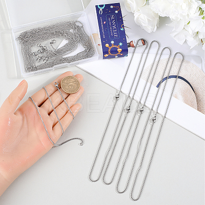 20Pcs Women's 304 Stainless Steel Curb Chain Necklaces Set STAS-SC0008-07-1