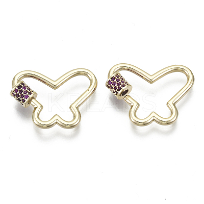 Brass Micro Pave Cubic Zirconia Screw Carabiner Lock Charms KK-R136-071C-NF-1