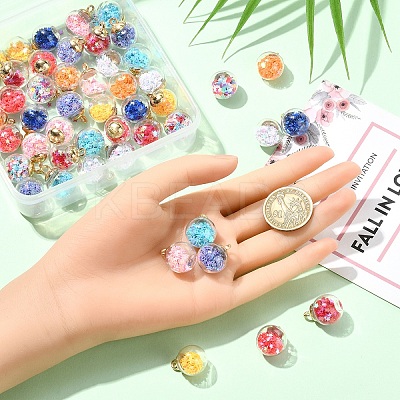 50Pcs 10 Colors Glass Round Pendants GLAA-YW0004-54-1