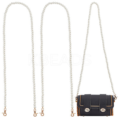 2Pcs ABS Plastic Imitation Pearl Beaded Bag Straps AJEW-PH0003-99B-1