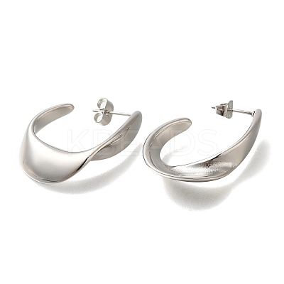 304 Stainless Steel Oval Stud Earrings for Women X-EJEW-S227-60P-1