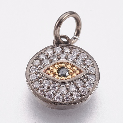 Brass Micro Pave Cubic Zirconia Charms ZIRC-F083-016B-RS-1