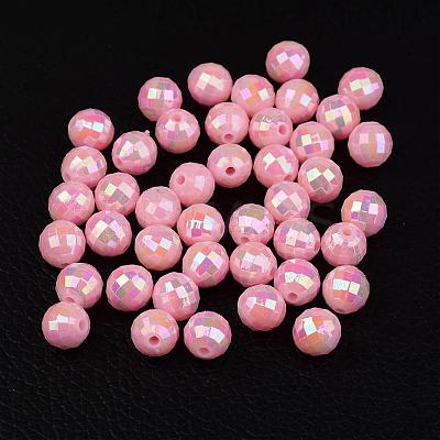 Faceted Colorful Eco-Friendly Poly Styrene Acrylic Round Beads SACR-K001-6mm-44-1