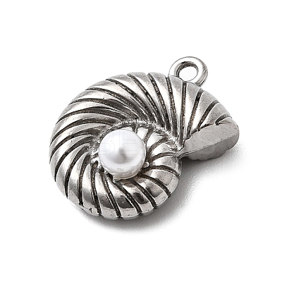 304 Stainless Steel & ABS Plastic Pearl Pendants STAS-G369-04P-02-1
