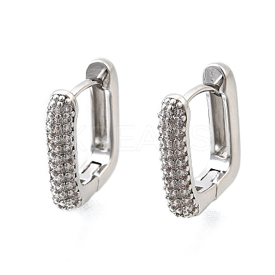 Brass Micro Pave Clear Cubic Zirconia Hoop Earrings EJEW-Z121-10P-1