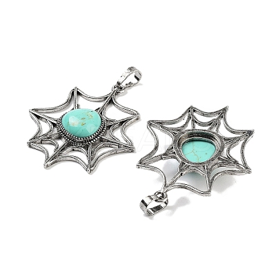 Synthetic Turquoise Spider Web Pendants G-Q163-09AS-01-1