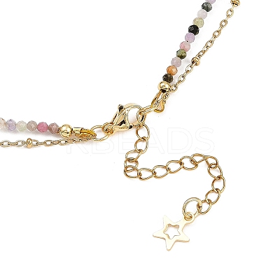 Natural Multicolor Tourmaline Beads Bracelets & Necklaces Sets SJEW-JS01358-1