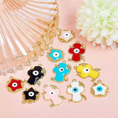 22Pcs Alloy Enamel Pendants ENAM-SZ0001-39LG-1