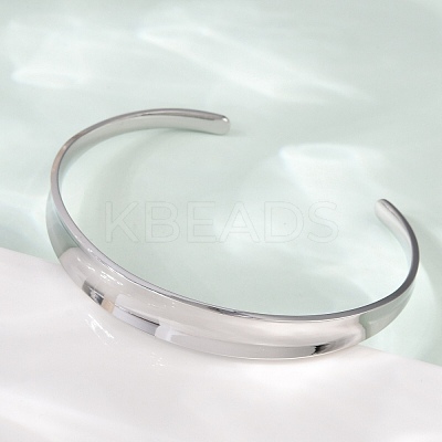 304 Stainless Steel Open Cuff  Bangles for Women BJEW-R019-03P-02-1