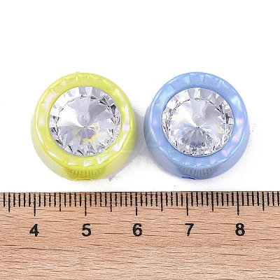 UV Plating Iridescent Acrylic with Rhinestone Beads X-OACR-B021-07-1