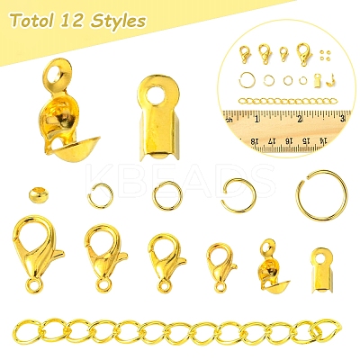 DIY 304 Stainless Steel Open Jump Rings & Alloy Lobster Claw Clasps & Folding Crimp Ends Jewelry Making Findings Kits DIY-FS0008-14-1