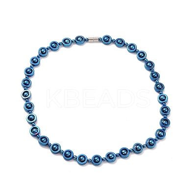 Synthetic Hematite & Brass Column Beaded Necklace with Magnetic Clasps NJEW-G047-01B-1