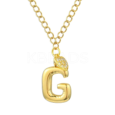 304 Stainless Steel Clear Cubic Zirconia Heart & Letter Pendant Curb Chain Necklaces for Women NJEW-FS00012-27G-1