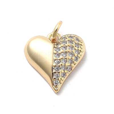 Rack Plating Brass with Cubic Zirconia Pendants KK-Q017-25G-1