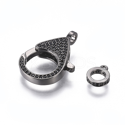 Brass Micro Pave Cubic Zirconia Lobster Claw Clasps ZIRC-F109-07B-1