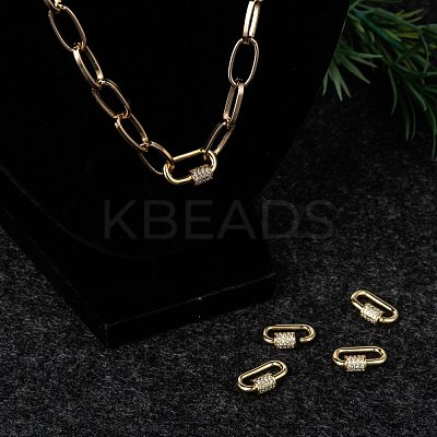 Brass Micro Pave Cubic Zirconia Screw Carabiner Lock Charms ZIRC-G160-22G-1