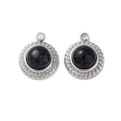 Synthetic Blue Goldstone Half Round Charms STAS-L022-399P-02-1