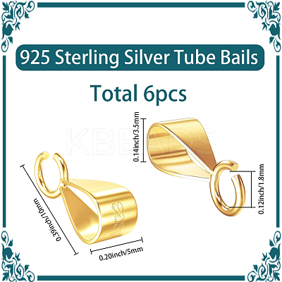 6Pcs 925 Sterling Silver Tube Bails STER-SC0001-64G-1
