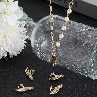5Pcs Brass Micro Pave Clear Cubic Zirconia Pendants ZIRC-BBC0002-35-1