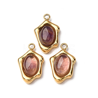 Natural Amethyst Irregular Oval Charms STAS-L022-525G-03-1