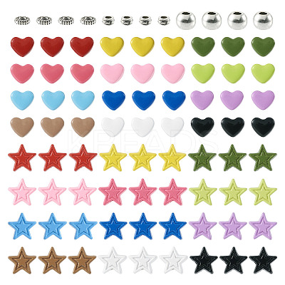 156Pcs 27 Style Spray Painted & Tibetan Style Alloy Beads FIND-TA0002-84-1