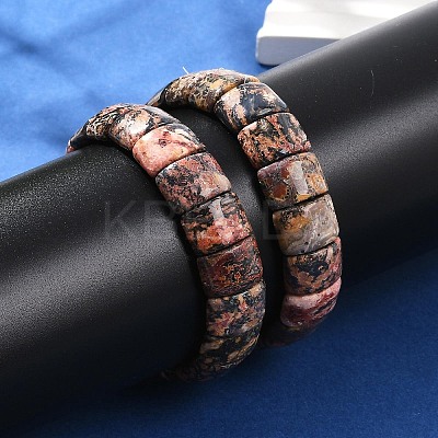Natural Leopard Skin Jasper Beaded Stretch Bracelets for Women Men BJEW-M049-08B-1