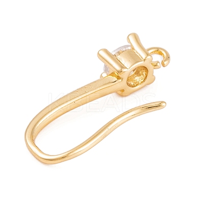 Rack Plating Brass Cubic Zirconia Earring Hooks KK-S374-05G-07-1
