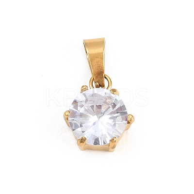 304 Stainless Steel Pave Cubic Zirconia Pendants STAS-B086-12G-01-1