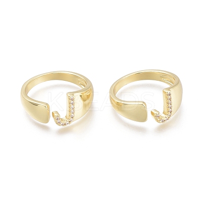 Brass Micro Pave Clear Cubic Zirconia Cuff Rings X-RJEW-F103-13J-G-1