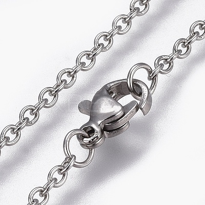 Non-Tarnish 304 Stainless Steel Cable Chain Necklaces LS-NJEW-F248-24A-P-1